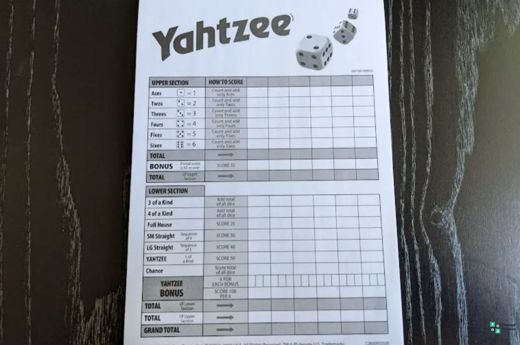 Yahtzee rules score book Image