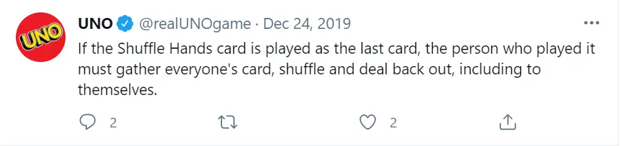 shuffle hands meaning in uno explained on twitter image