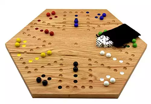Solid Oak 16 inch Aggravation Marble Board Game