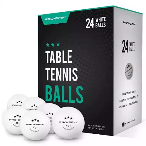 PRO SPIN Ping Pong Balls - White 3-Star 40+ Table Tennis Balls (Pack of 24) | High-Performance ABS Training Balls