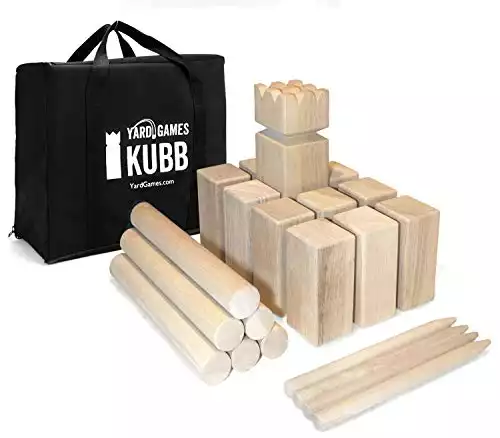 Yard Games Kubb Regulation Size Outdoor Tossing Game with Carrying Case, Instructions, and Boundary Markers