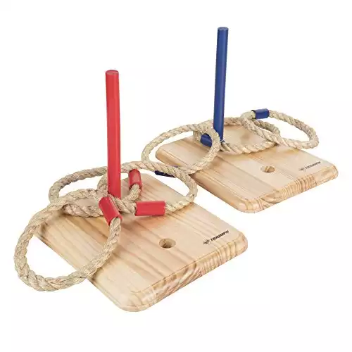 Triumph Premium Wooden Quoit Set - Includes 2 Targets and 6 Sisal Rope Rings