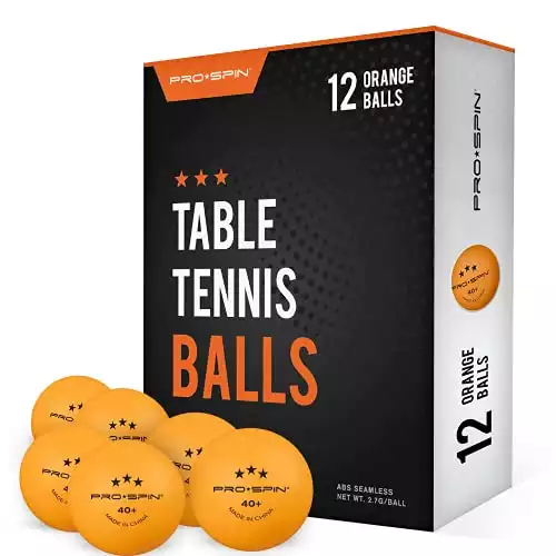 PRO SPIN Ping Pong Balls - Orange 3-Star 40+ Table Tennis Balls (Pack of 12)