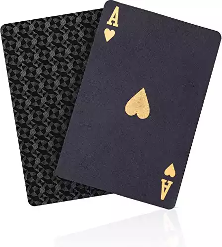 ACELION Waterproof Playing Cards, Plastic Playing Cards, Deck of Cards, Gift Poker Cards (Black)