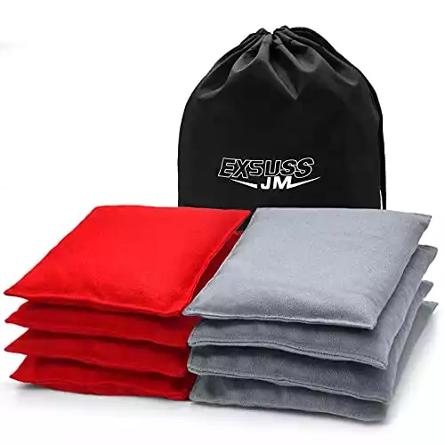 JMEXSUSS Weather Resistant Standard Corn Hole Bags, Set of 8 Regulation Cornhole Bags for Tossing Game (Red/Grey)