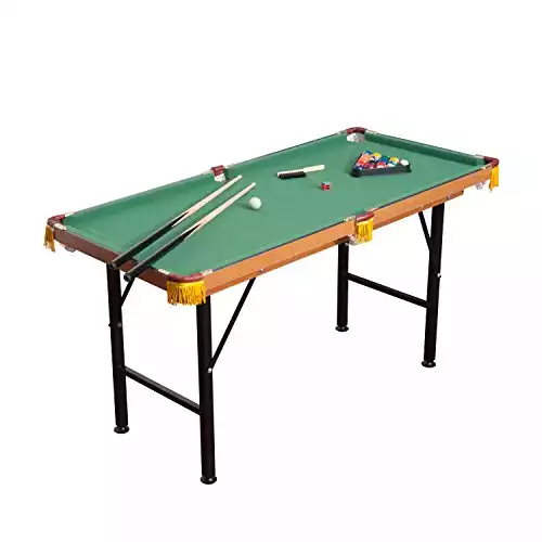 HOMCOM 55'' Portable Folding Billiards Table Game Pool Table for Kids Adults with Cues, Ball, Rack, Brush, Chalk