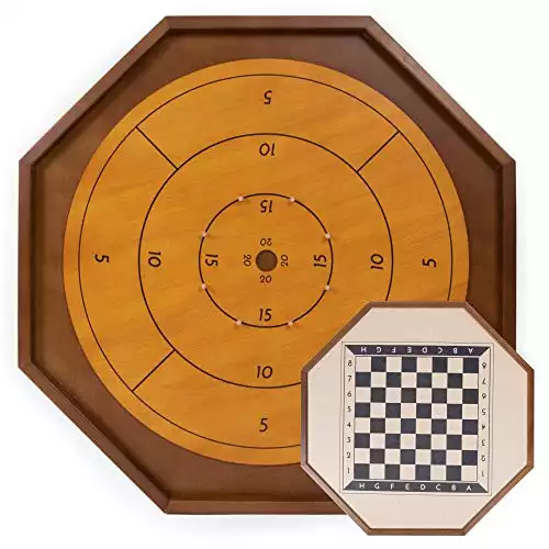 Crokinole and Checkers, 27-Inch | Genuine, Classic Board Game for Two Players | Canadian Heritage Game Great for Families and Friends