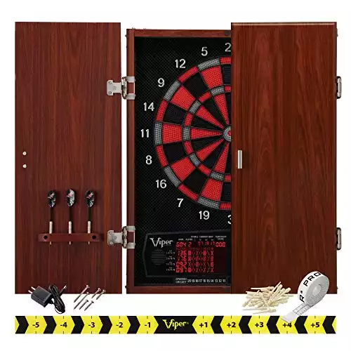 Viper by GLD Products Neptune Electronic Dartboard Cabinet Combo Pro Size Over 55 Games Large Auto-Scoring LCD