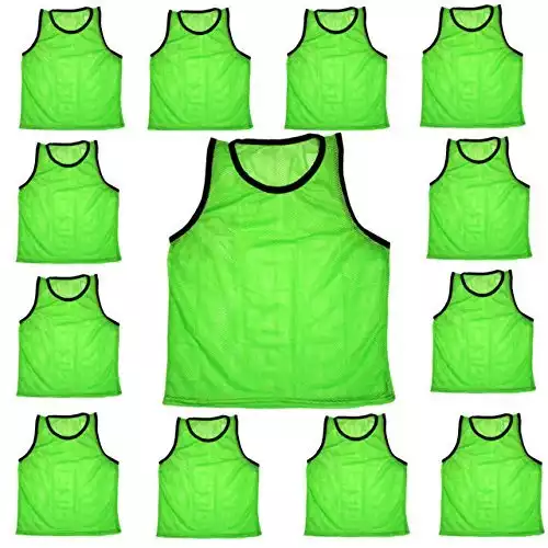 Scrimmage Training Vests Soccer Bibs Youth Set of 12 (Green)