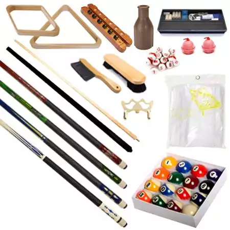 Pool Table - Premium Billiard 32 Pieces Accessory Kit - Pool Cue Sticks Bridge Ball Sets