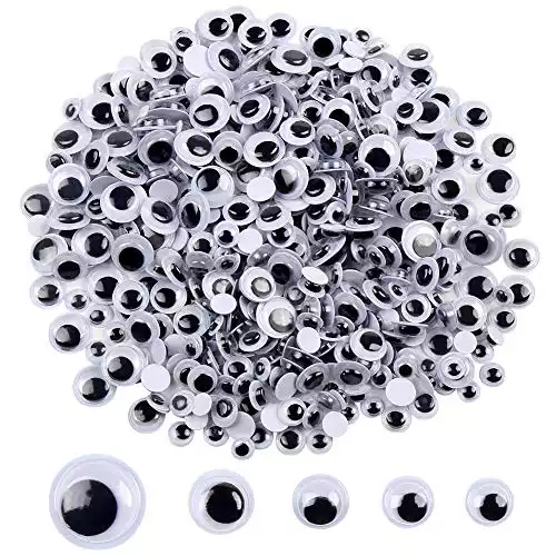 DECORA 500 Pieces 6mm -12mm Black Wiggle Googly Eyes with Self-Adhesive