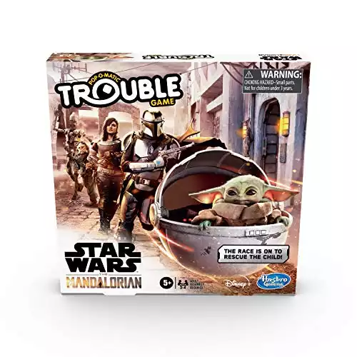 Hasbro Gaming Trouble: Star Wars The Mandalorian Edition Board Game for Kids Ages 5 and Up