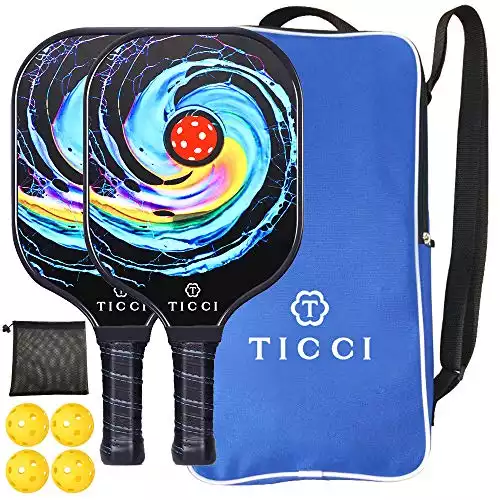 TICCI Pickleball Paddle USAPA Approved Set 2 Premium Graphite Craft Rackets 4 Balls Ultra Cushion Grip Portable Racquet Case Bag Gift Kit