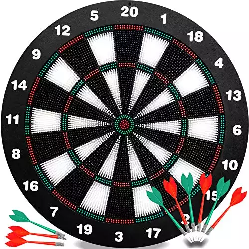 INNOCHEER Safety Darts and Kids Dart Board Set - 16 Inch Rubber Dart Board with 9 Soft Tip Darts for Children and Adults