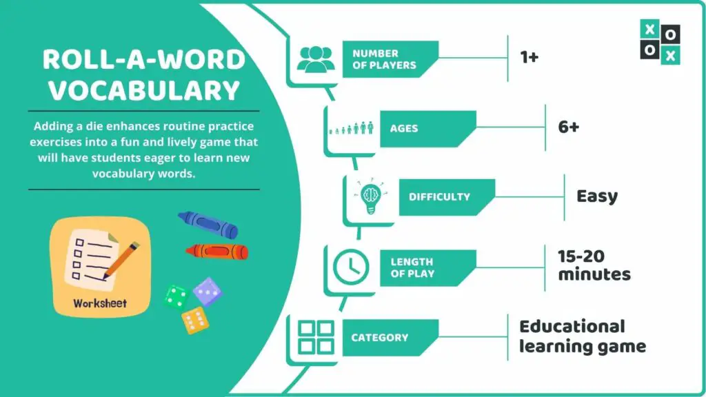 Roll-A-Word Vocabulary Game Info