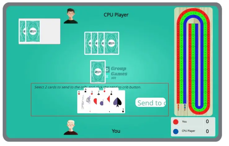 image of send to crib in cribbage