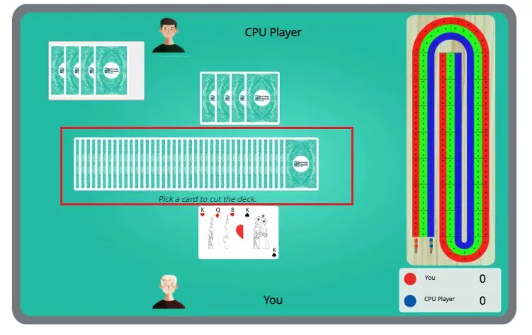 cutting the deck in cribbage online